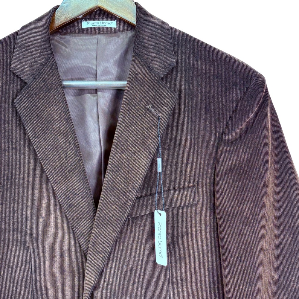 Pronto Uomo Corduroy Sport Coat Blazer Brown Mens 38L NEW $170 Casual Classic